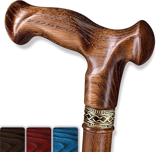 Asterom Bastón de caminar para hombres y mujeres, hecho a mano, ergonómico, resistente, bastones de madera para personas mayores, bastones fríos