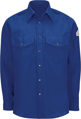 Bulwark Flame Resistant 4.5 oz Nomex IIIA Snap-Front Uniform Shirt with Tailored Sleeve Placket, Topstitched Cuff