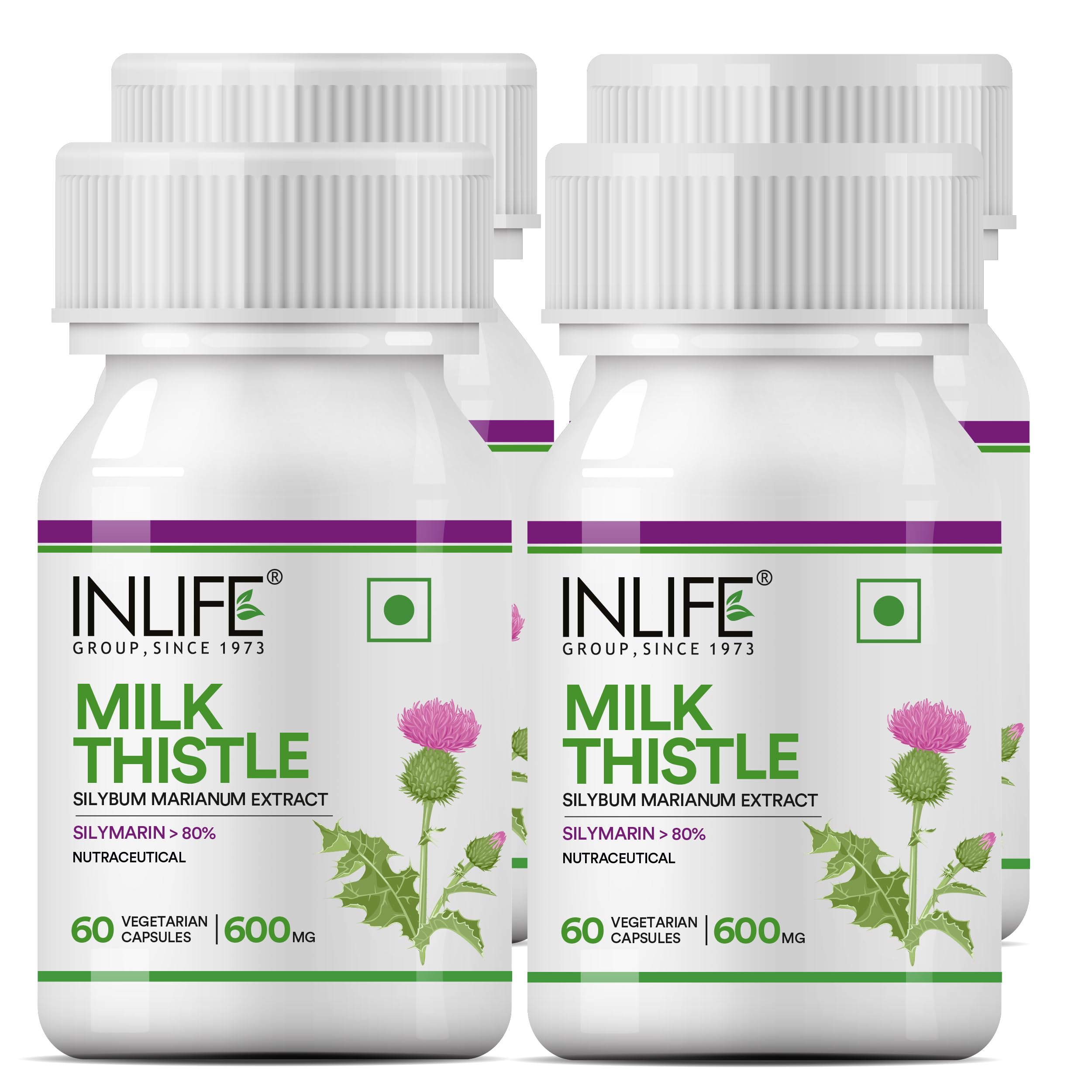 INLIFE Milk Thistle Extract 600mg Capsules | Silybum Marianum Liver Support Supplement | Men and Women - 60 Vegetarian Caps, (Pack of 4, 240) (B0CRBB6TXK) Amazon Price History, Amazon Price Tracker