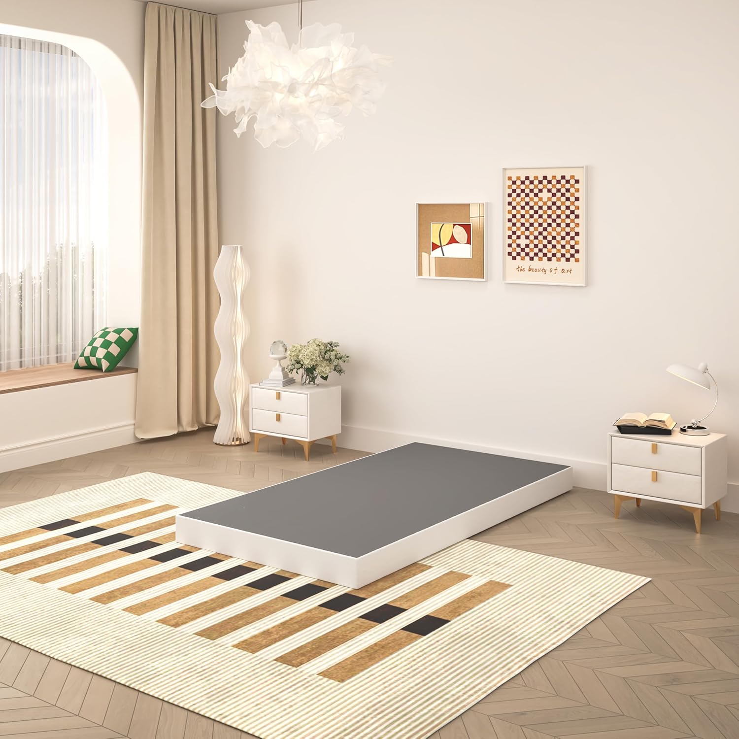 5 Inch Twin Box Spring, Heavy Duty Metal Mattress Foundation, 2500 lbs Capacity, Low Profile, Noise-Free, Easy Assembly with Fabric Cover