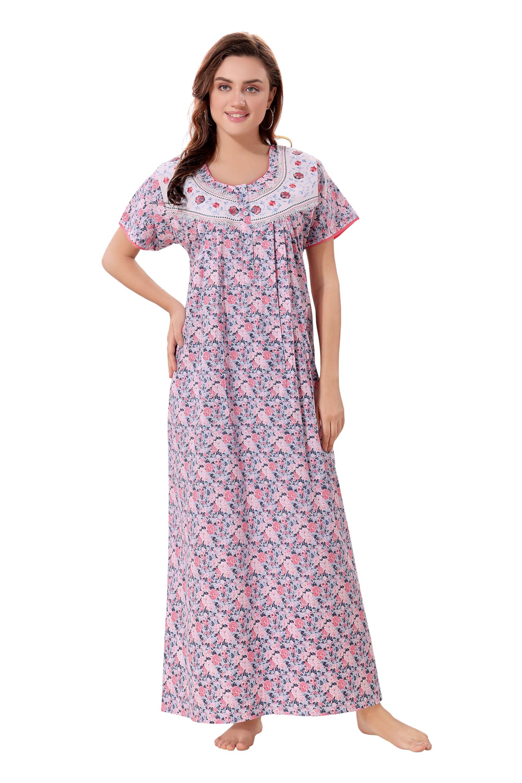 soulemo Women's Pure Cotton Floor Length Nighty 1685-picture-21