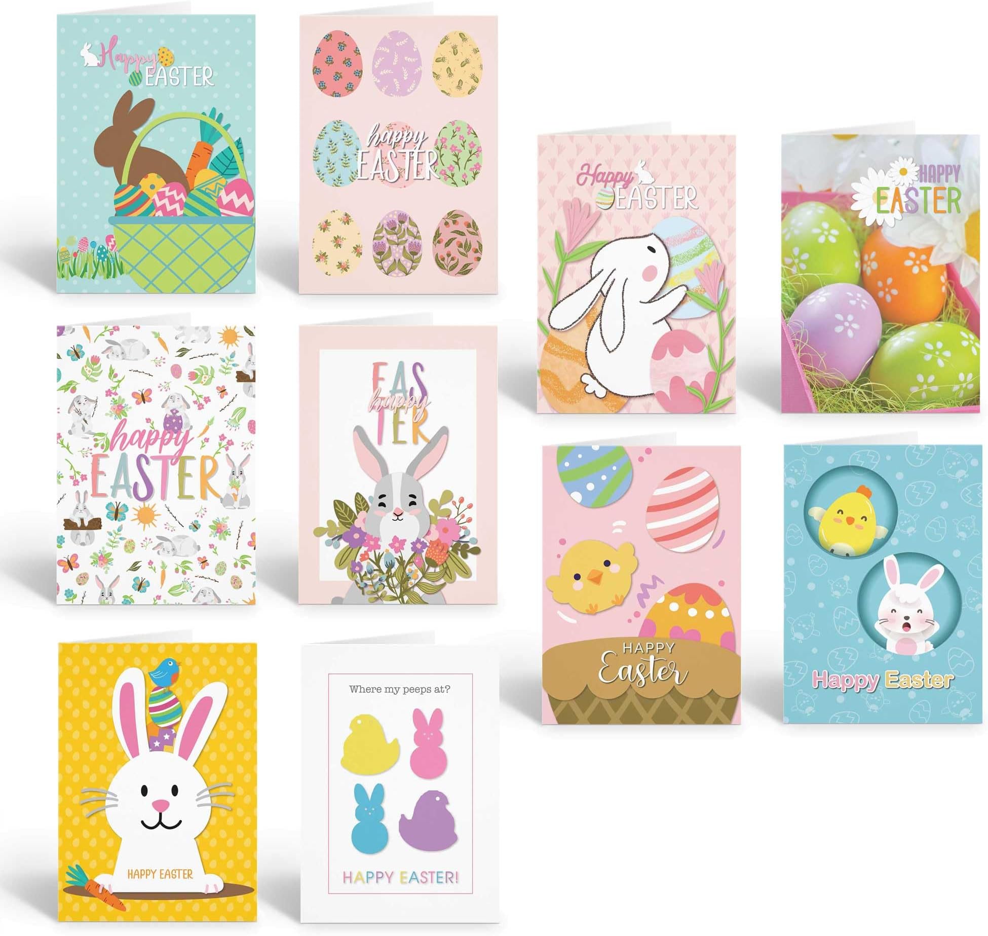 Stonehouse Collection | Assorted Easter Card Packs | A Variety 10 Count of Spring Time Cards | Kids Assorted Designs, Perfect for Easter Celebrations, Teachers, Classroom (Assorted)
