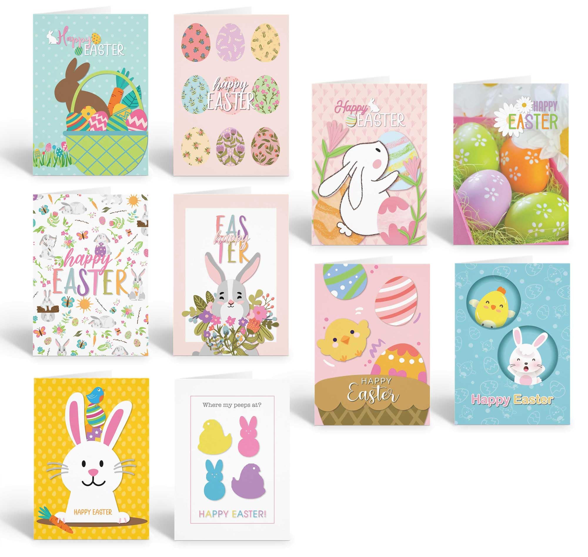 Stonehouse Collection | Assorted Easter Card Packs | A Variety 10 Count of Spring Time Cards | Kids Assorted Designs, Perfect for Easter Celebrations, Teachers, Classroom (Assorted)