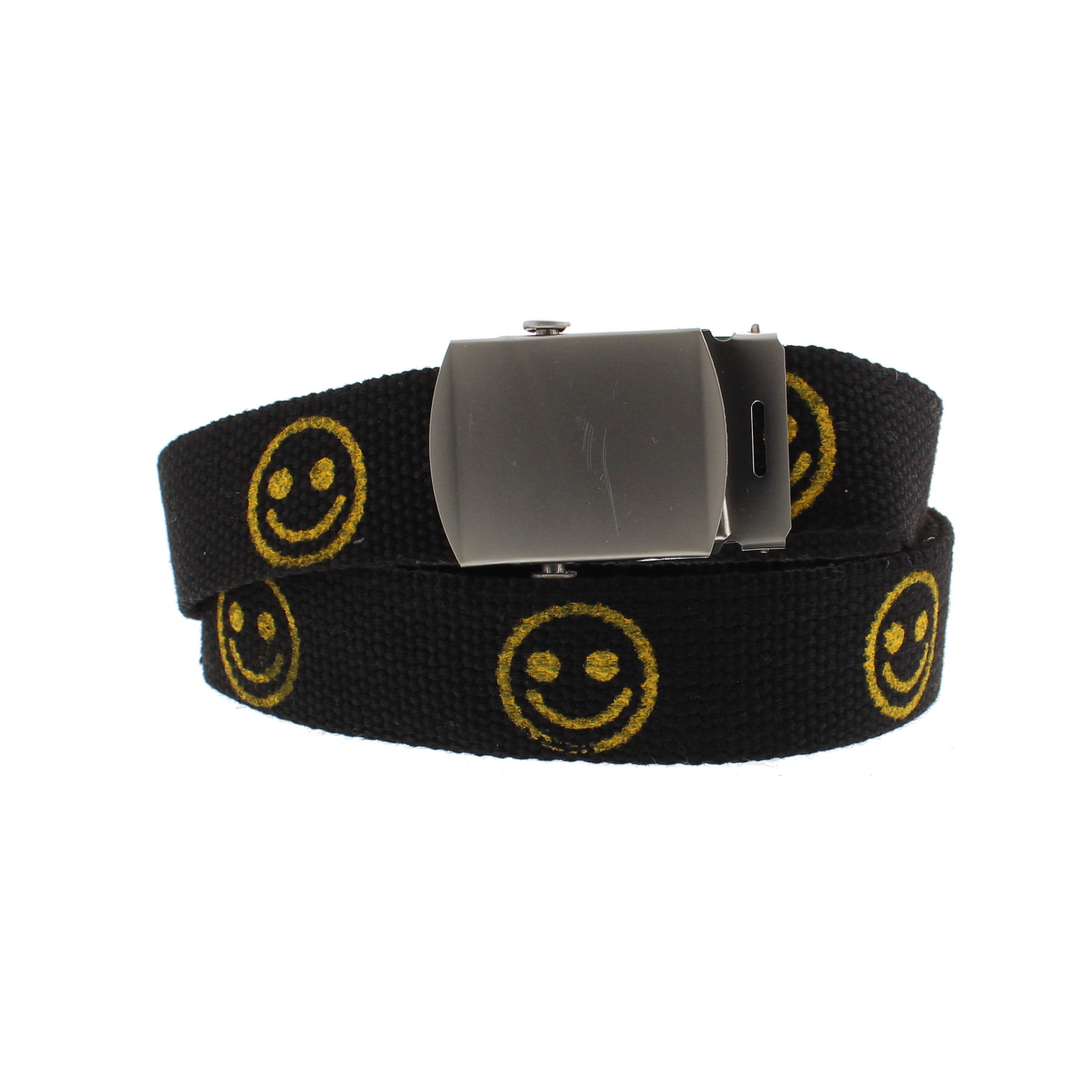 Zac's Alter Ego Adjustable Smiley Face Canvas Webbing Belt with Slider Buckle