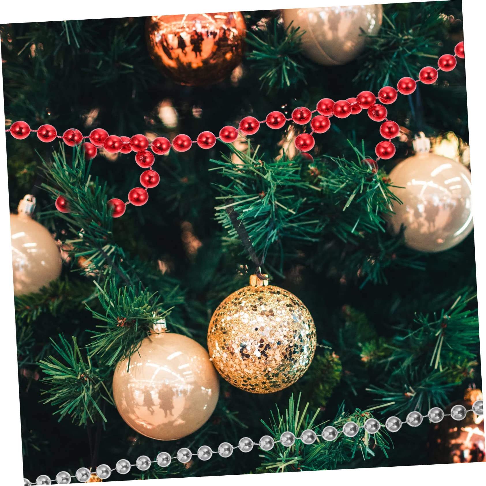 Zerodeko 3pièces Guirlande de Perles de Noël pour Couronne Guirlande Décorative de Perles pour Sapin