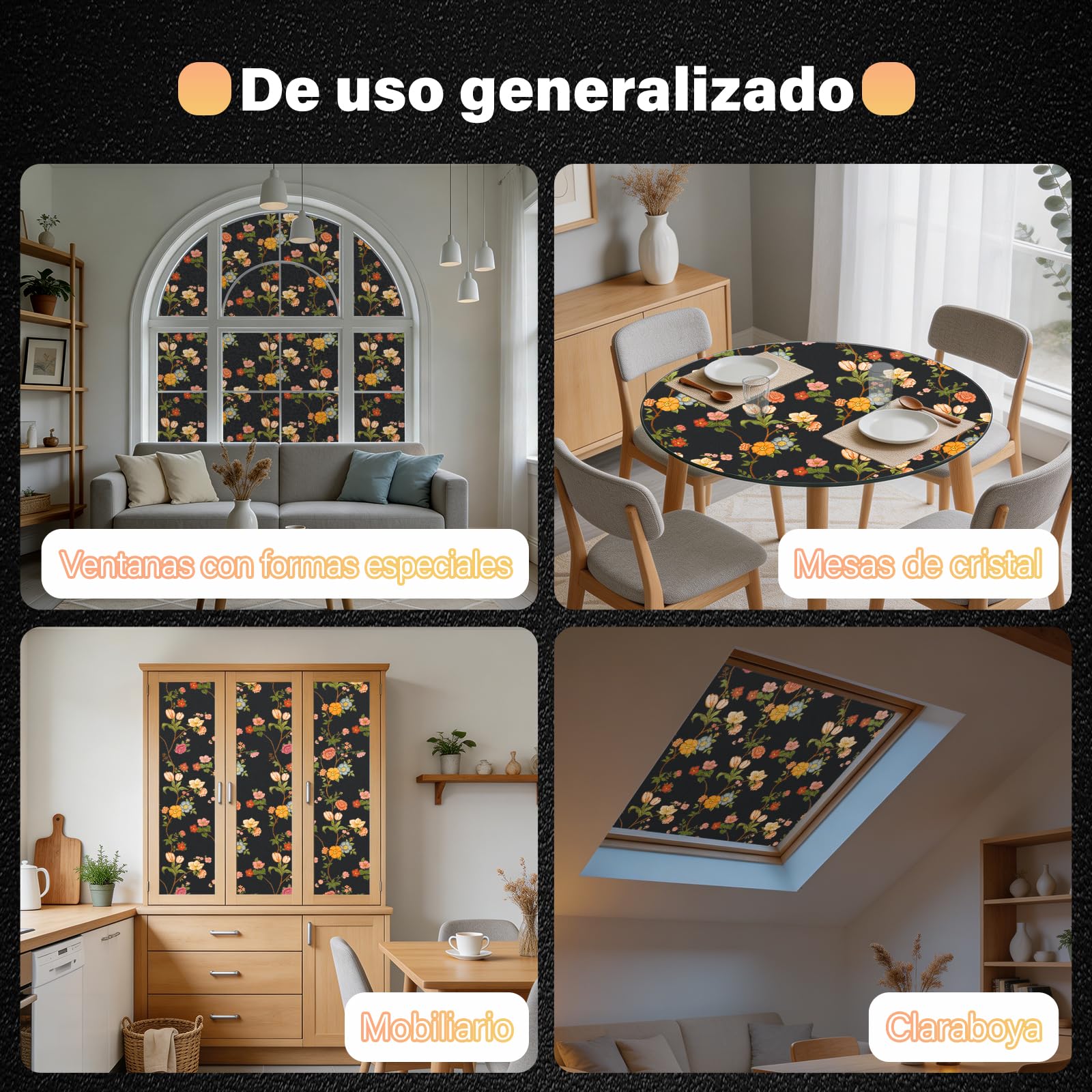 KROMAPOLIS Lámina opaca para ventana, protección solar, color negro, anti