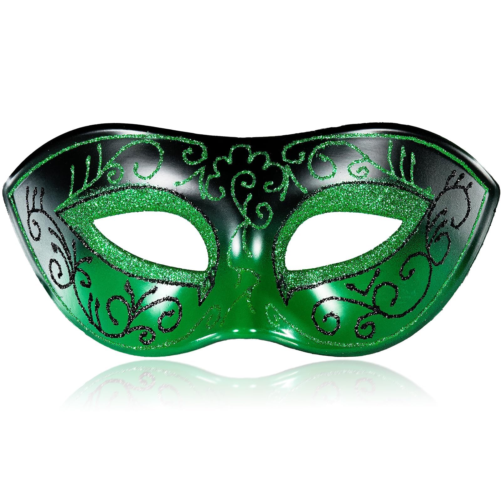 MYSEUNI Green Sequined Venetian Mask for Men - Premium Plastic Venetian Carnival Mask with Adjustable Band for Halloween, Ball Masquerade & Costume Cosplay — image 1
