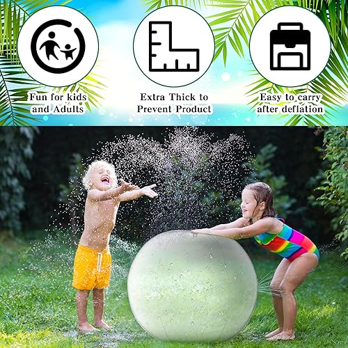 Miniatura 3 de Pelotas de playa inflables gigantes de 5 pies de 60 pulgadas, pelota de playa grande transparente para niños, piscinas de verano, enorme pelota de
