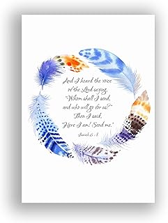 Isaiah 6 Bible Verse Print, Here I am send me Christian Poster, Scripture Wall Art Gift A4 UNFRAMED, Crafty Cow Design