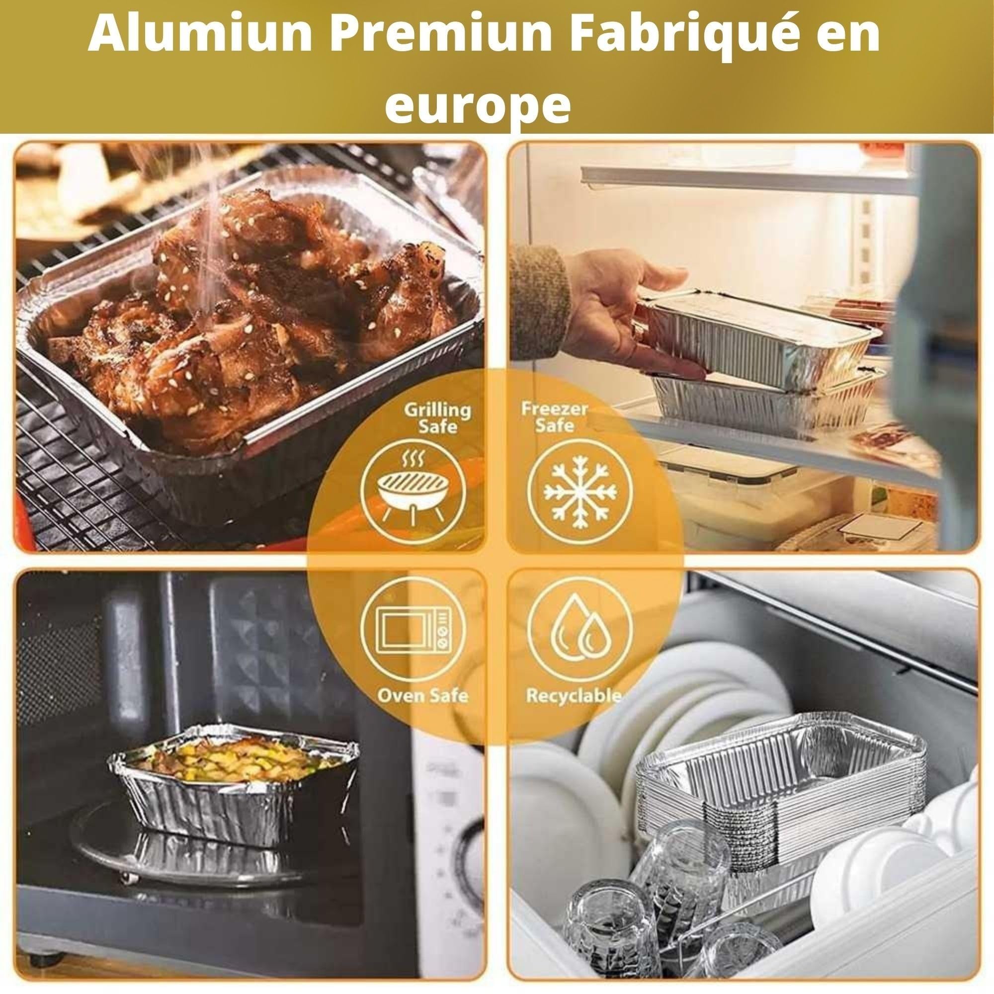 Aluminiumschalen mit Kartondeckel, 1500 ml, 50 Stück, Einweg-Lebensmittelbehälter, geeignet zum Backen, Grillen, Einfrieren, Konservieren von Lebensmitteln