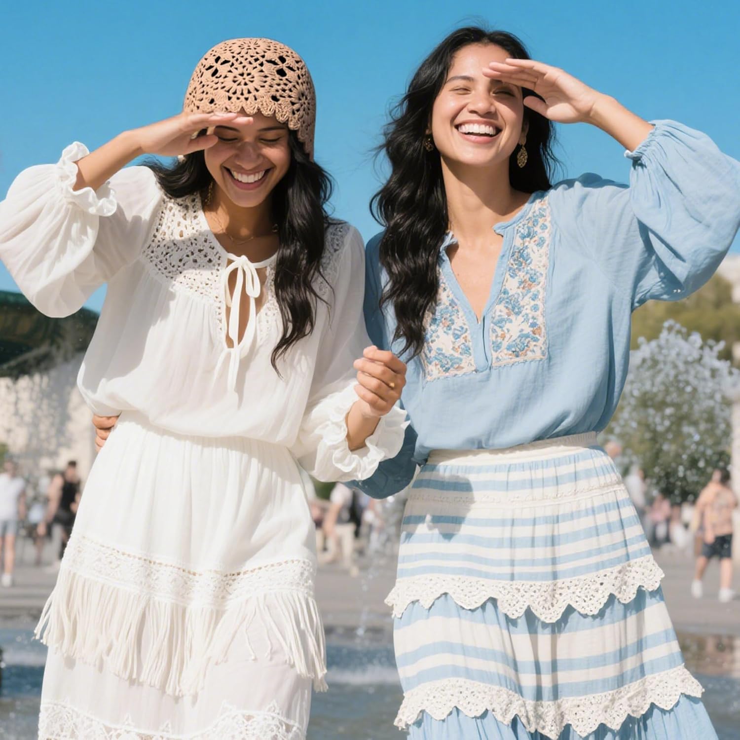 Ababalaya Women's Cotton Crochet Hat Boho Beanie Handmade Knit Skull Caps for All Seasons - Image 4