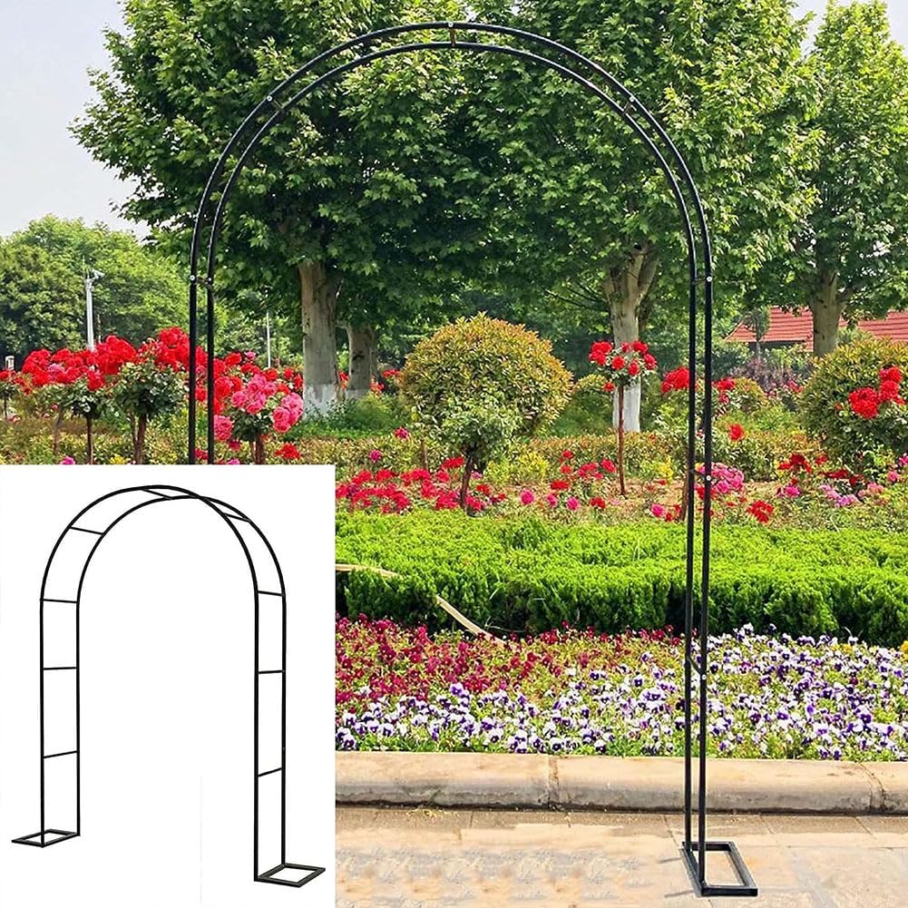 Outdoor Metal Arch Garden Arbor with Base 140Cm 180Cm 240Cm 300Cm Wide Black Trellis Various Archway Flowers Climbing Plant Lawn Backyard,Green,W3.5M*H2.2M