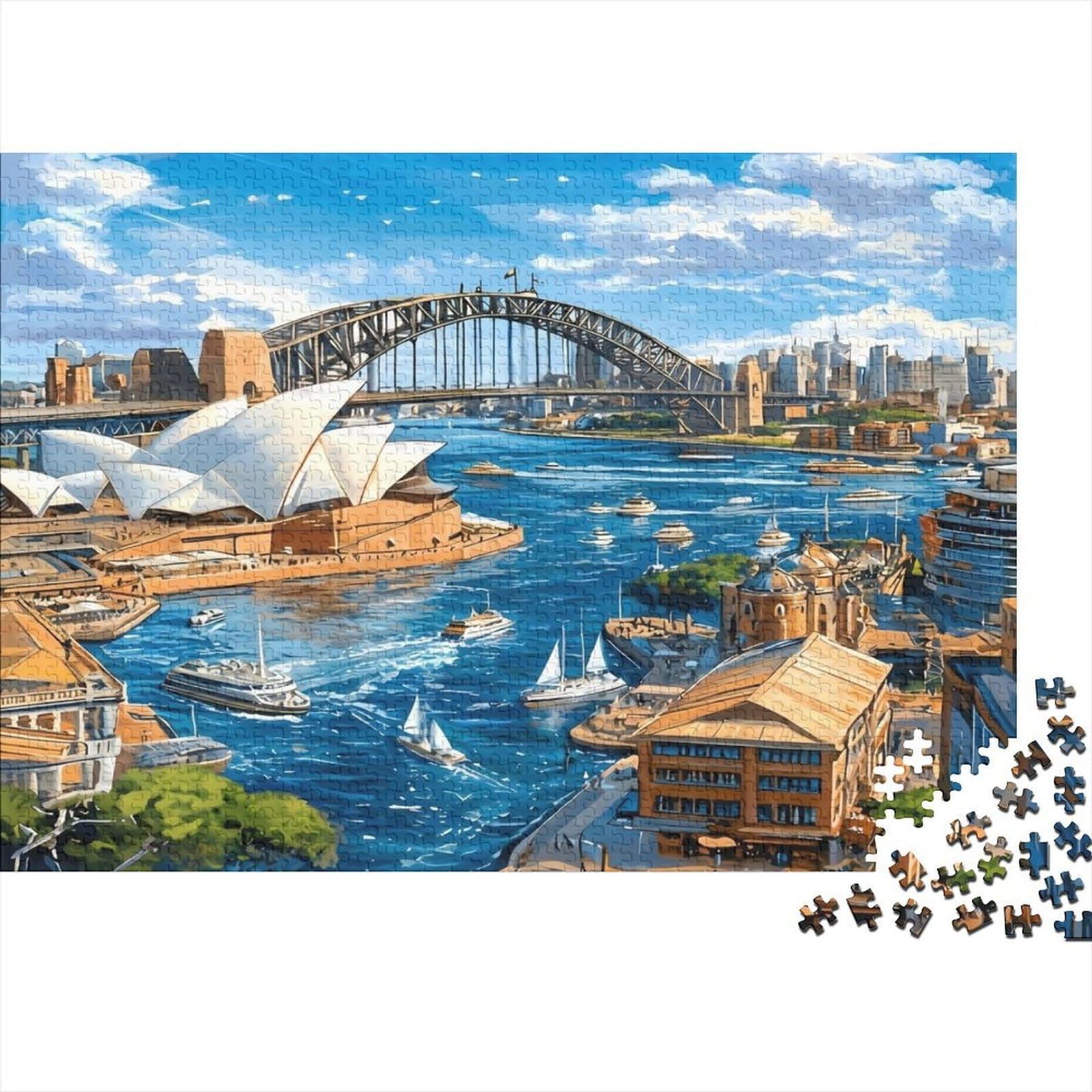 Sydney Harbour Bridge 1000 Piece Jigsaw Puzzle Paper for Adults Harbour View Relaxation 38x26cm/1000pcs