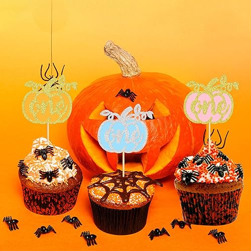 Miniatura 5 de Ercadio Paquete de 24 decoraciones de calabaza para cupcakes de otoño, calabaza, uno para cupcakes, decoración para el día de Acción de Gracias,