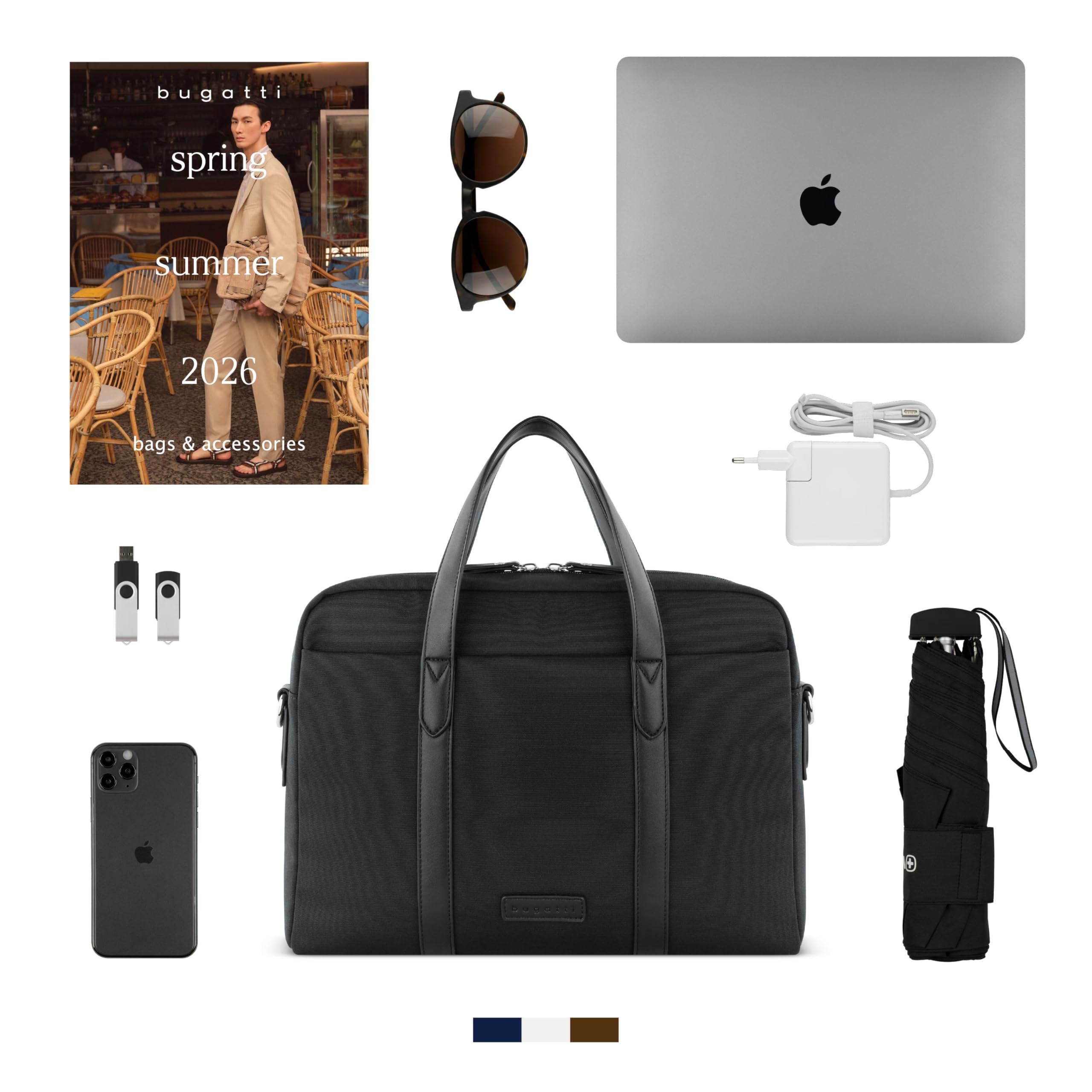 bugatti Maro Herren-Aktentasche aus Polyester, Business-Tasche mit Laptopfach ca. 15"