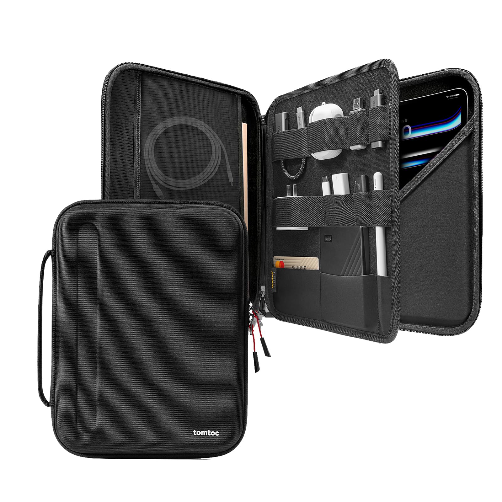 Portfolio Tablet Case for 13 Inch iPad Pro M5/M4 & iPad Air M3/M2 2025-2024, 12.9" iPad Pro, Protective Sleeve with Accessories Pocket, Storage Carry Bag for Apple Pencil/Adapter/Magic Keyboard