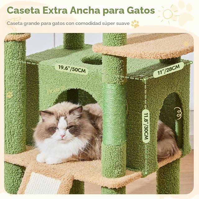 Foto 4 de 8 de Taoqimiao Árboles Rascadores para Gatos Grandes 183 cm, Plataformas Amplias