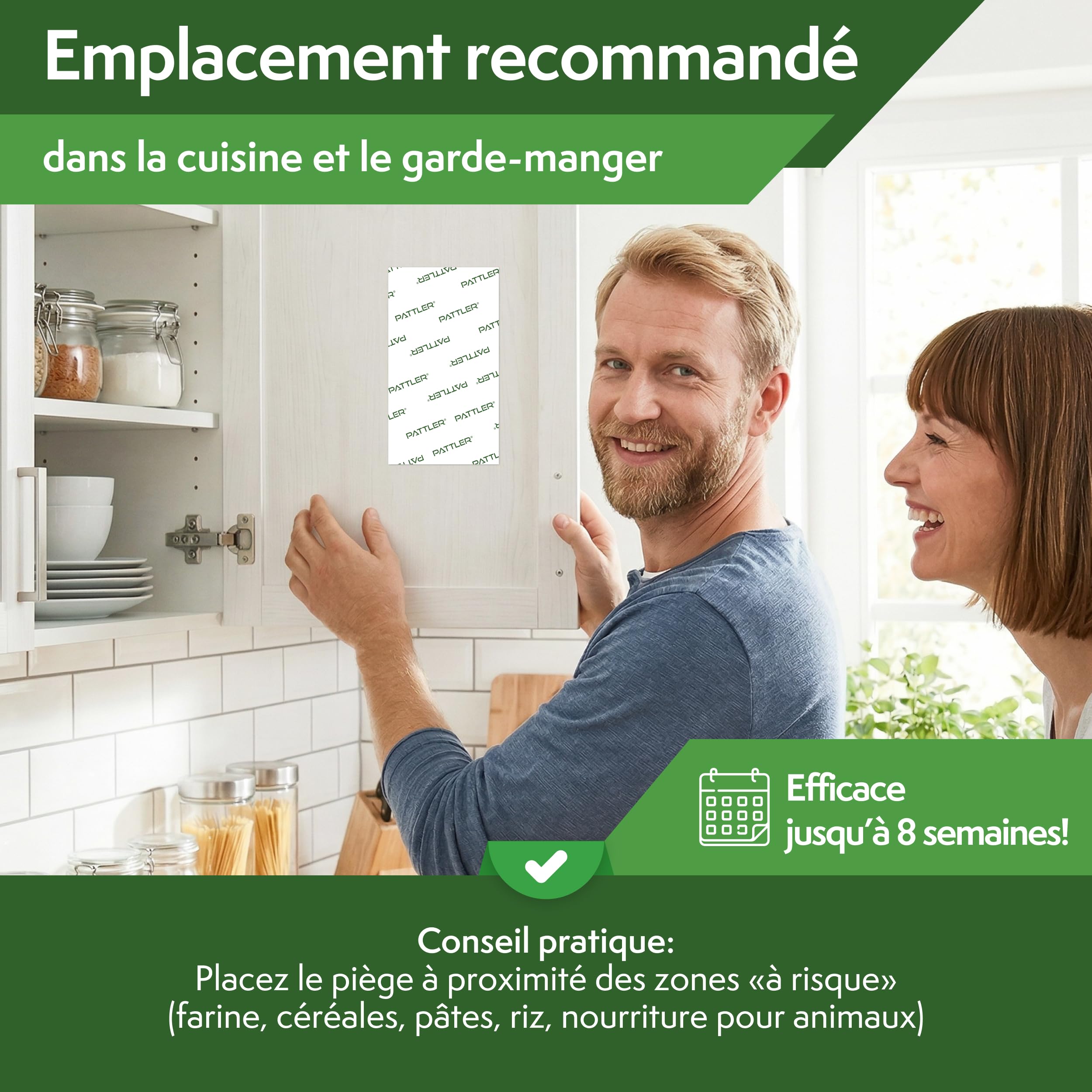 PATTLER Piege Mites Alimentaires Puissant à phéromone – 12 Pièces. Anti Mites Alimentaires sans Insecticide pour Garde-Manger et Cuisine. Capture e Contrôle des Infestations de Mites Alimentaires.