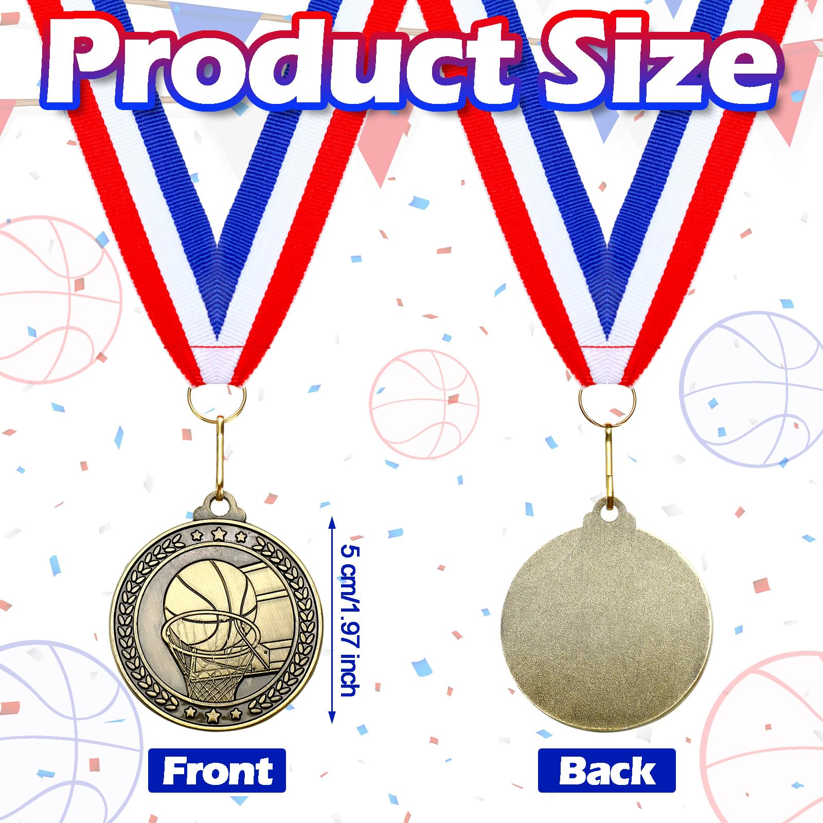 Remuuly 60 medallas de oro de 5 cm para fútbol, béisbol, voleibol, fútbol, porrista, premios de metal, premios a granel con cintas para el cuello, premios de trofeo, regalos para competiciones