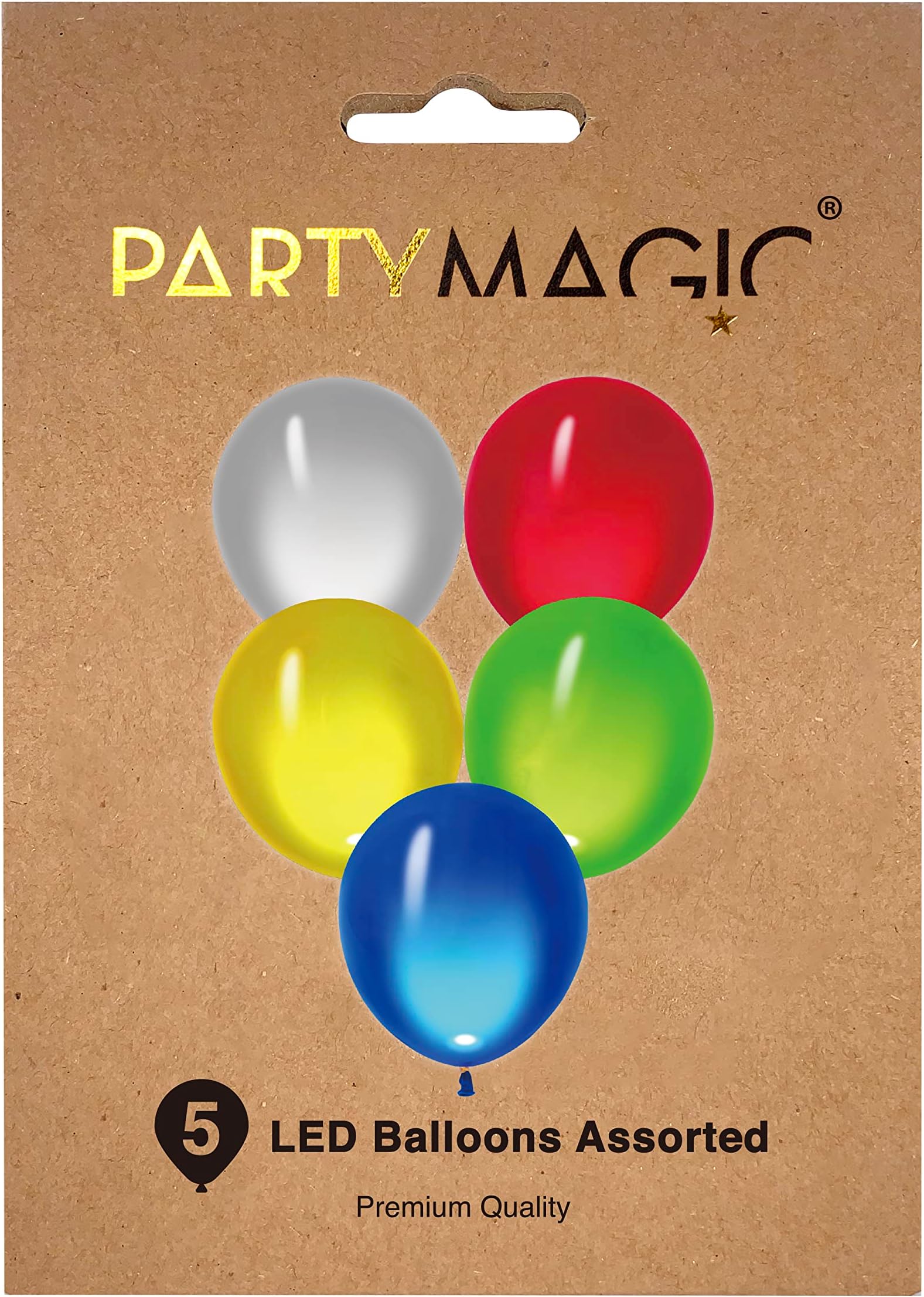 5 LED Balloons Assorted, One Size