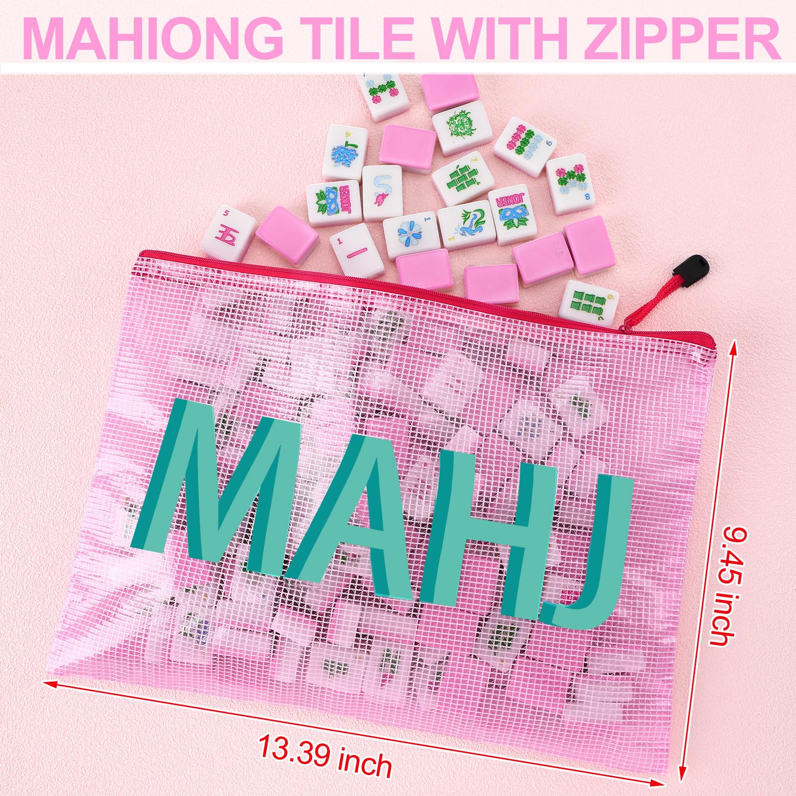 Soulchen Kaleidoscope Mahjong - Juego de 160 azulejos Mahjong de 1.2 pulgadas, juego de azulejos Mahjong rosa americano con bolsa de Mahjong (bambú)