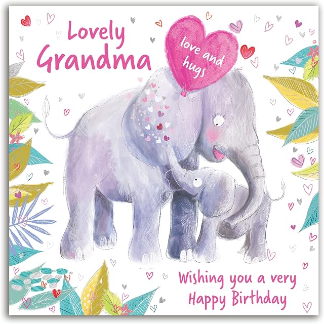 The Heritage Press 'Lovely Grandma, Wishing You a Very Happy Birthday' - Greeting Card with Envelope and Foil Finish for Grandmother - Designed and Made in the UK - 150X150mm