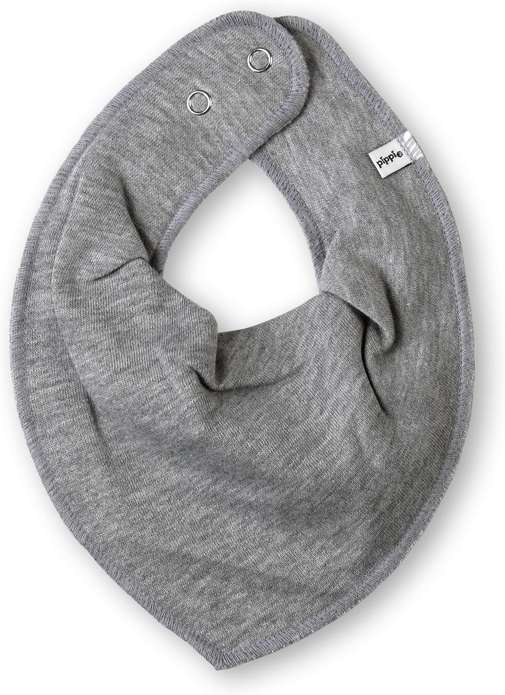 SCARF Triangle cloth Baby Kids with Push Buttons double-layer various Uni Colours - Light Grey, One Size Fits All