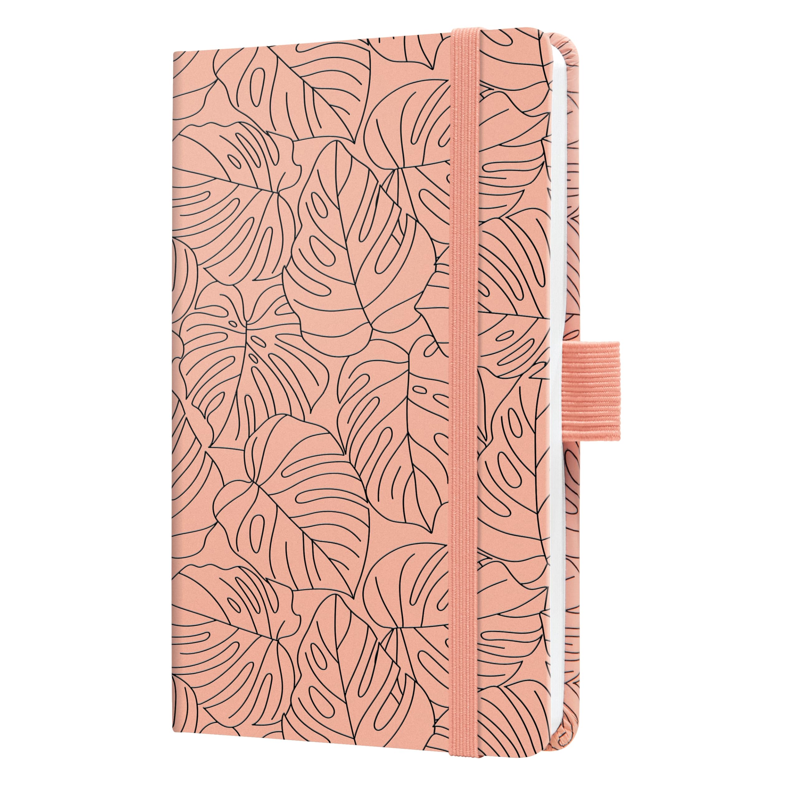 SIGEL J5352 Jolie Weekly Planner 2025, Design Rose Monstera, 9,5 x 15 cm, hardcover, 174 Pages, Rose, Black