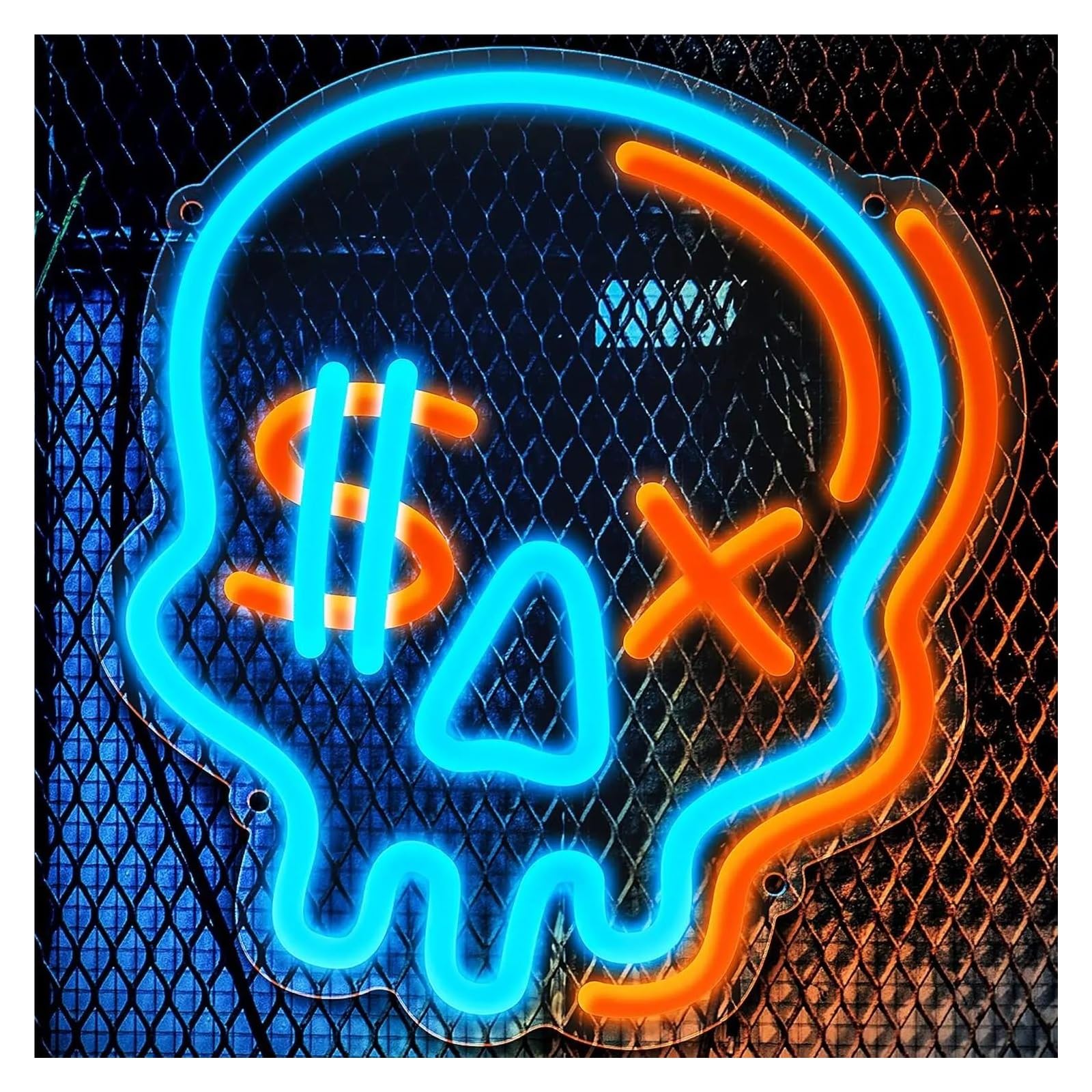 LEMST Signs Lamp Skull Neon Sign Light Brightness Adjustable USB Powered for Game Room Home Man Cave Bar Store Bistro Wall Decor 25cmx28cm