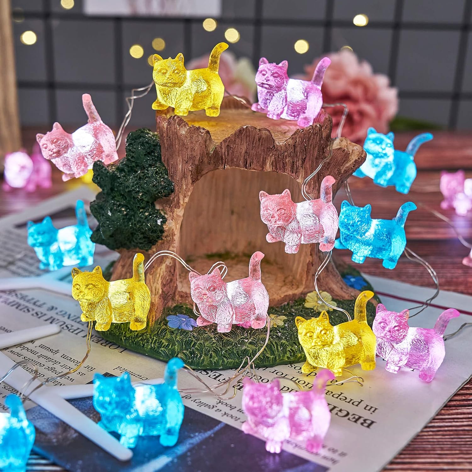 Amazon.com: Bartlett Adorable Cat String Lights - Indoor 10ft 30 LED ...