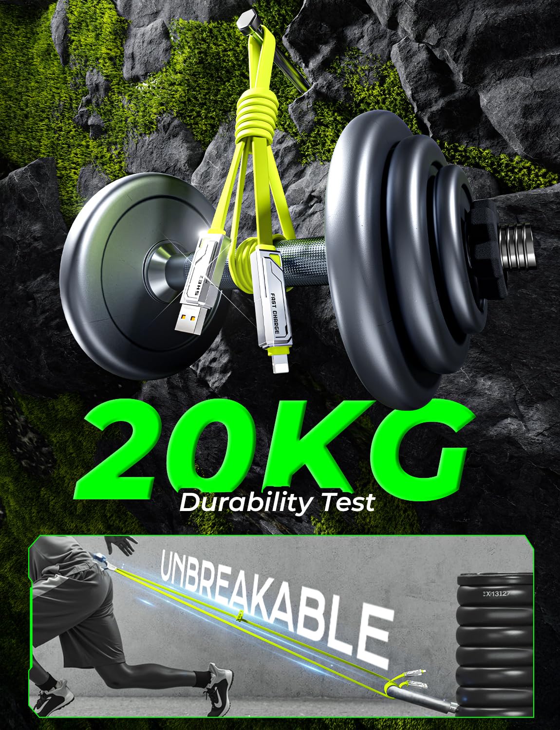 4-in-1 USB C Cable 240W 5FT - Fast Charging & Data Transfer Combo For IPhone, IPad, All Devices