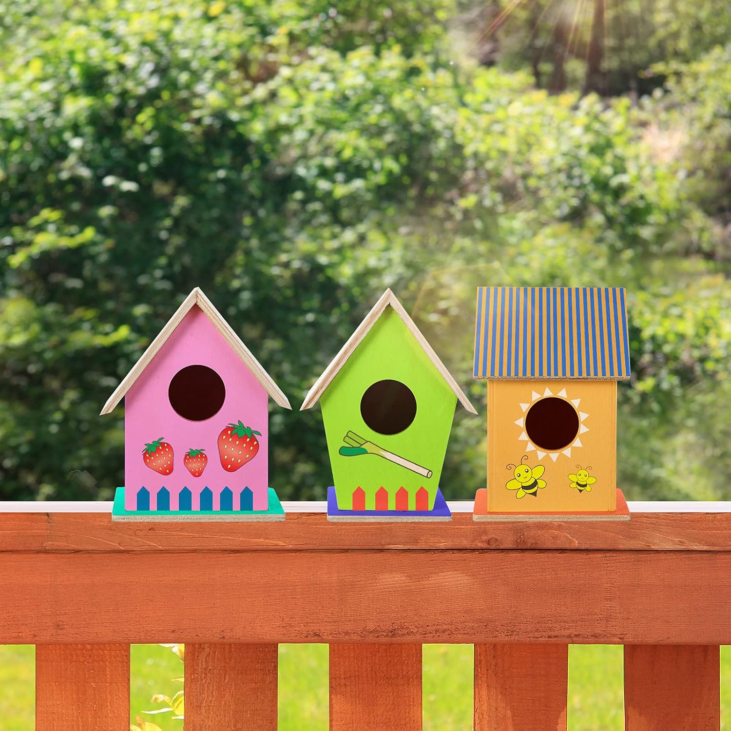 Jetec 12 Pieces Bird House Craft Wooden Birdhouse Kit Build and Paint Birdhouses Unfinished Bird Houses Wooden Arts for Summer Arts and Craft Projects 3 Sizes