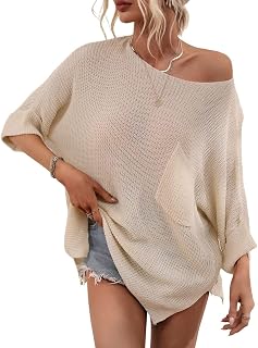 Women's Oversized 3/4 Sleeve Crochet Sweater Top Beach Summer T-Shirt Cottagecore Clothing Aesthetic Sweater Pullover Price In India