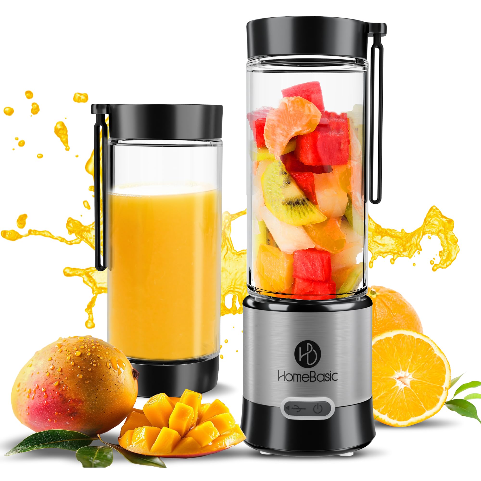 Portable Blender for Smoothies & Juices| BPA-Free Borosilicate Glass Jar 450ml/ 126W Motor/4000mAh Battery| Rechargeable Juicer Mixer Grinder for Gym Office Home School Outdoor Picnic Travel