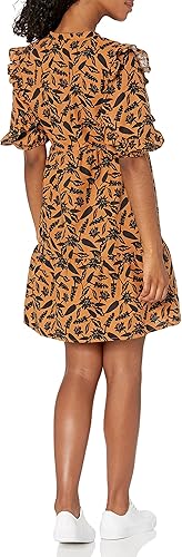 Miniatura 2 de Goodthreads Vestido escalonado de lino lavado con mangas de codo y cuello dividido para mujer