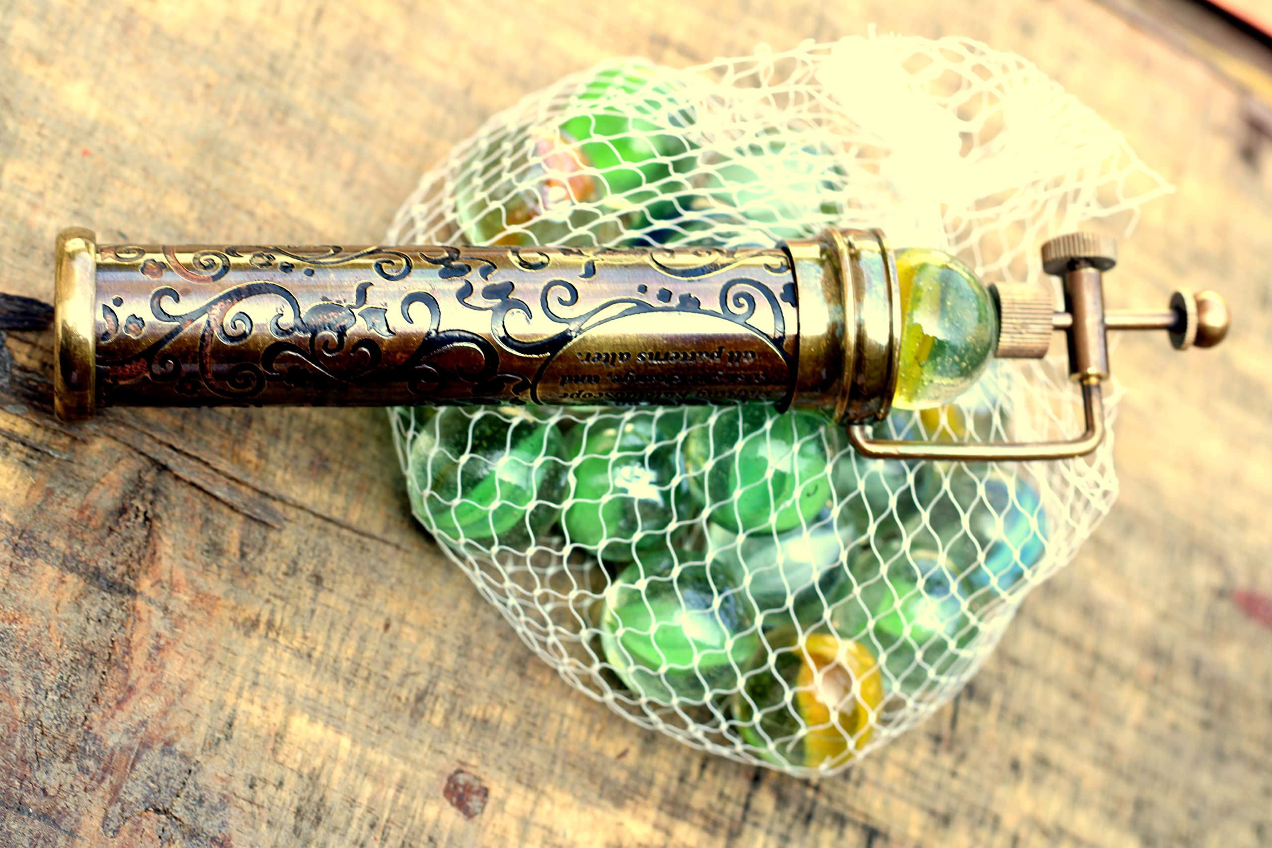 ANTIQLICIOUS Antique Brass Kaleidoscope Marble Eyepiece Antique Look Handcrafted Kaleidoscope for Adult and Kids Twist Marble Kaleidoscope.