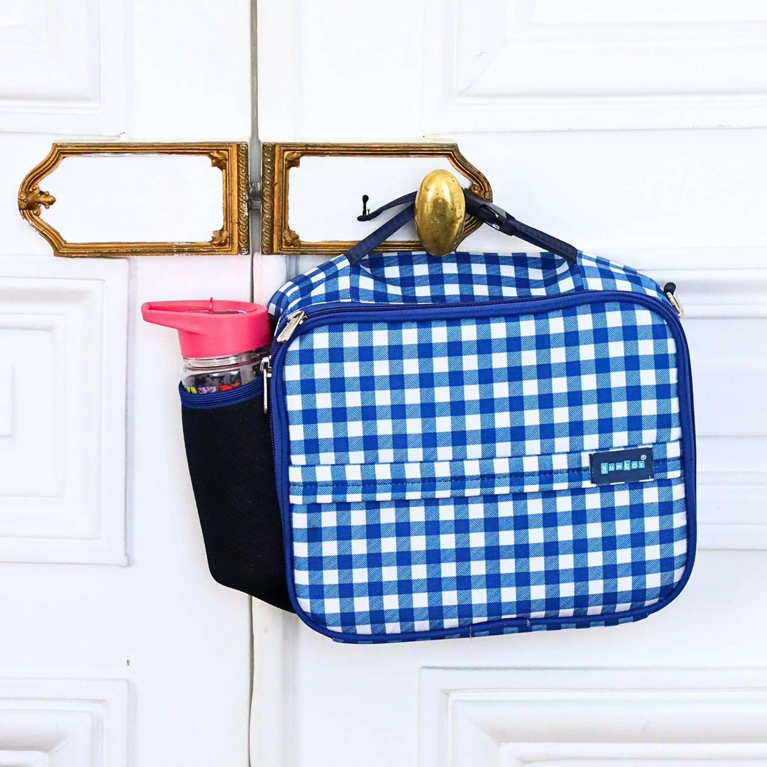 Yumbox Kids Insulated Lunch Bag – Lightweight, Durable, Fits Bento Lunch Box & Water Bottle, Easy-Clean EVA Lining, Multiple Carry Options (Vichy Blue) - Image 8