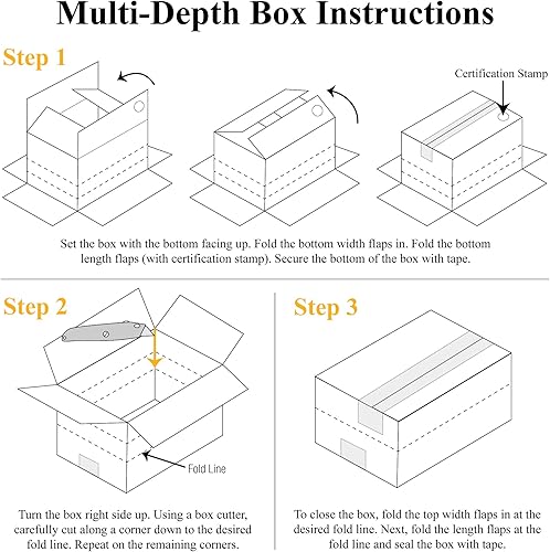 Miniatura 5 de Partners Brand PMD161616 Cajas de cartón corrugado de profundidad múltiple, 16 pulgadas de largo x 16 pulgadas de ancho x 16 pulgadas de alto, Kraft