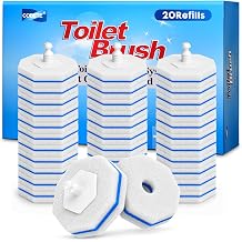 COBETE 20 Pack Toilet Brushes Wand Refills,Compatible with Most Disposable Toilet Cleaning Wand, Secure Lock No Slipping, Easy Snap-On Design