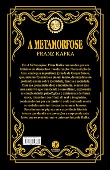 Contracapa do livro A Metamorfose com sinopse e detalhes da edição especial de 100 anos