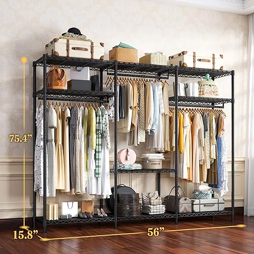 Miniatura 6 de Raybee Perchero de ropa portátil de carga resistente de 795 libras para colgar ropa, perchero ajustable, 56 pulgadas de ancho x 16 pulgadas de