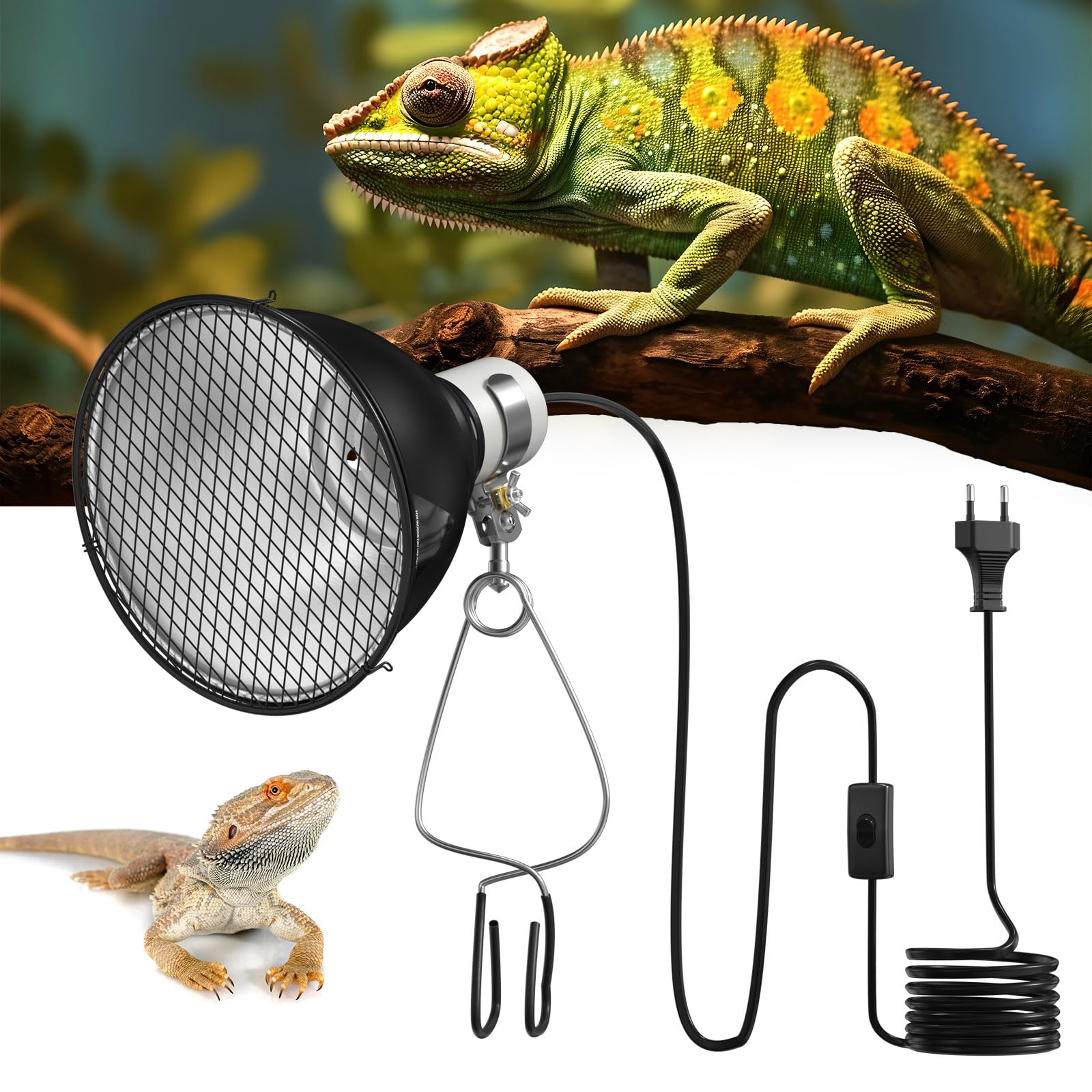 GlowUp Lampe Chauffante Dôme Réflecteur, 5.5 Pouces E27 160W Lampe Chauffante Terrarium Support de Lampe à Réflecteur pour Ampoule UVA UVB