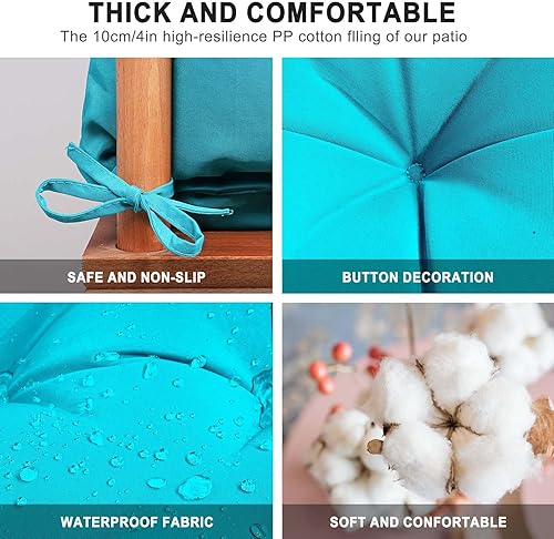 Miniatura 3 de Cojín de columpio para porche, 60 x 40 pulgadas, impermeable, para muebles de exterior con respaldo, cojines gruesos de reemplazo de 2 a 3 plazas