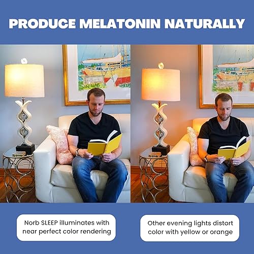 Miniatura 5 de Norb SLEEP - Bombilla de luz azul baja para dormir, LED nocturna que aumenta la melatonina para un sueño reparador, para bebés, niños y adultos, 6 W
