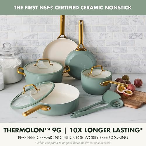 Miniatura 2 de GreenPan Juego de utensilios de cocina antiadherentes Reserve Pro de 10 piezas, cerámica certificada NSF, juego de ollas y sartenes anodizadas duras