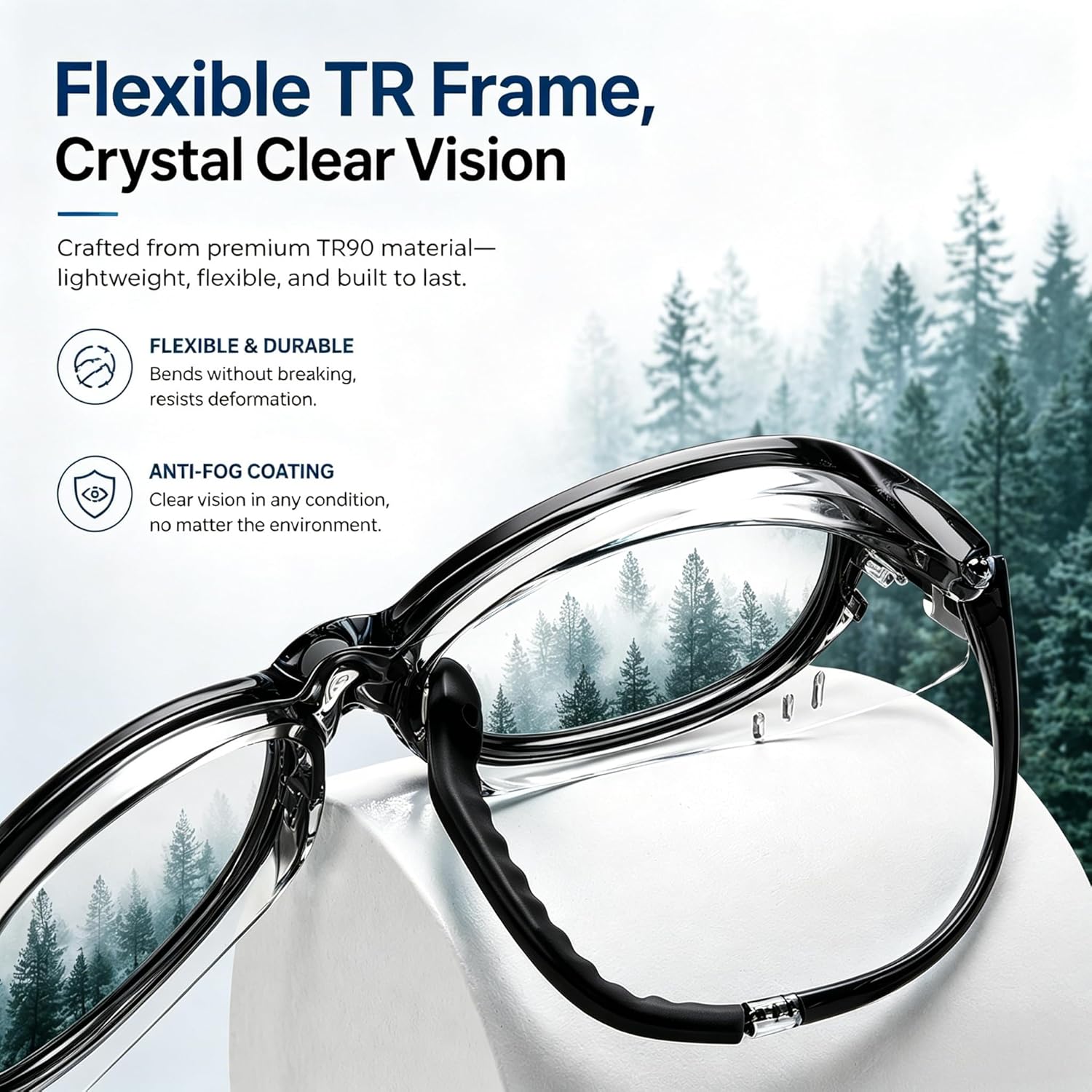 Moisture Chamber Glasses for Dry Eyes, TR90 Dry Eye Relief Glasses for Work, Reading, Study and Daily Use, with Reusable Moisture Pads