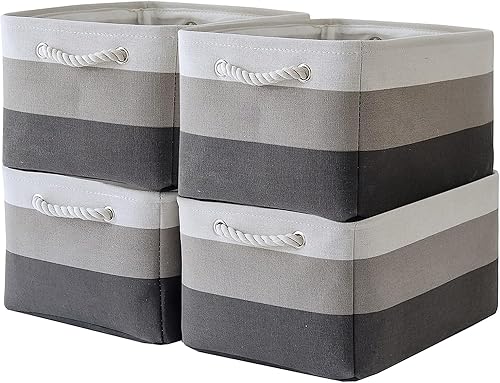 TcaFmac Cesta de almacenamiento para organizar, paquete de 4 cubos grandes de tela de 16 x 12 x 8 pulgadas para estantes, cubos de almacenamiento