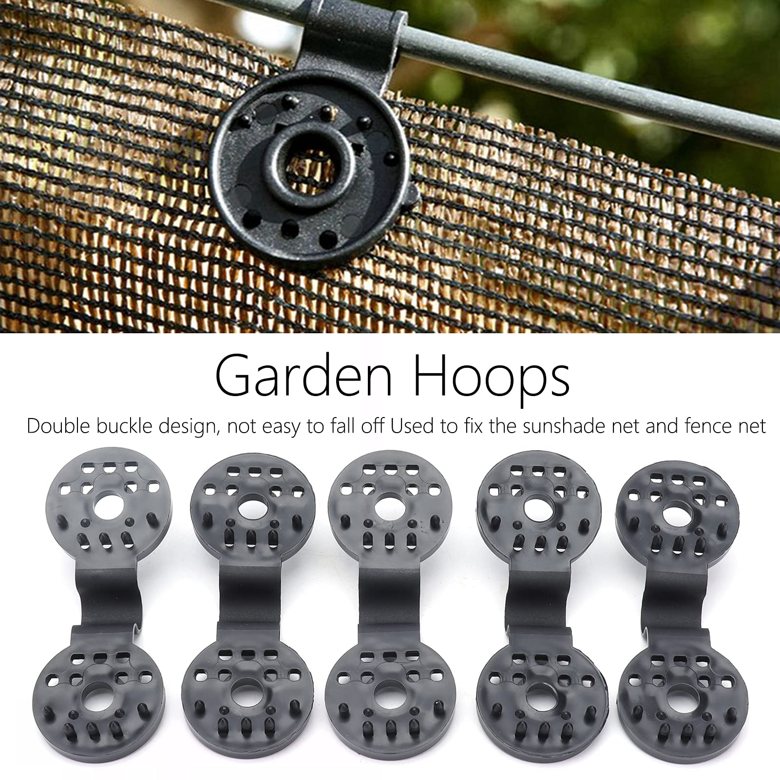 Shading Net Clips, 20 Piece Shade Cloth Plastic Clips Reusable Round Plastic Black Clips Shade Cloth Heavy Duty Lock Grip,Tarp Clips, Shade Cloth Clips Greenhouse Clamps Tools Accessories