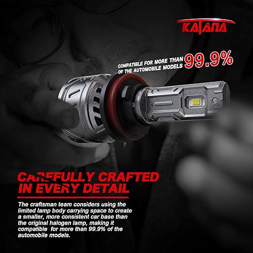 Miniatura 5 de KATANA Bombillas LED H11, 16000 lúmenes, 70 W, 6500 K, blanco frío, H8 H9, extremadamente brillante, enchufar y usar, tamaño mini, reemplazo