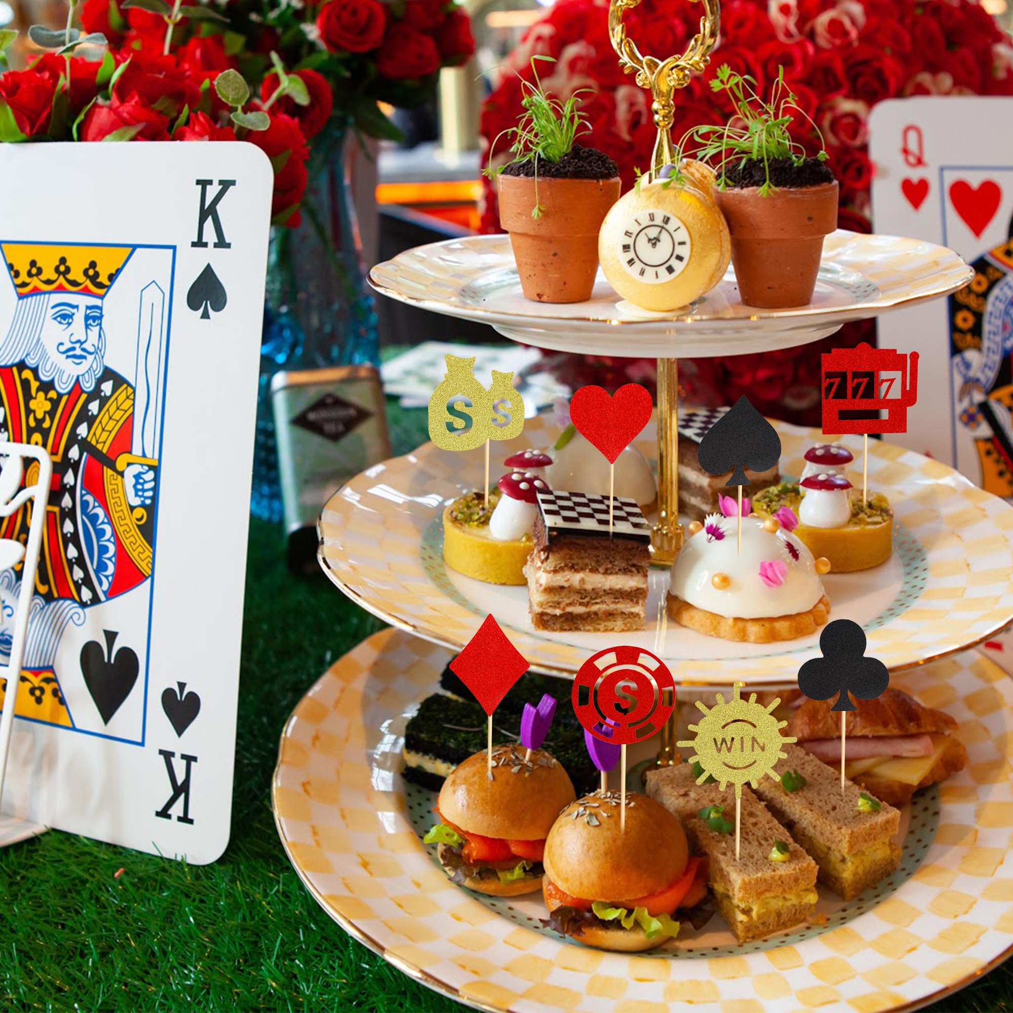 Decorazioni Per Torta A Tema Casinò E Poker - Set Di 1 Topper In Carta Colorata - 15x12,7 Cm